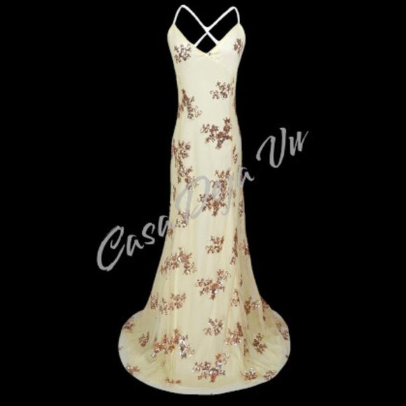 Lazun Dresses & Skirts - Champaing Color Mermaid Paillettes Sequins Strappy Maxi Prom Formal Ball Gown